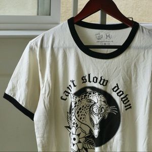 Daisy & Aster Graphic Ringer Tee “Can’t Slow Down”